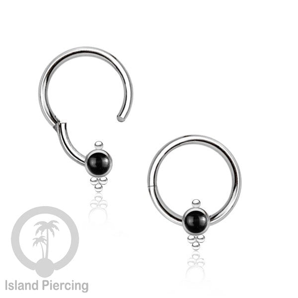 Hinged Segment Ring Bibir Stainless warna silver Tindik Lip Piercing dengan batu