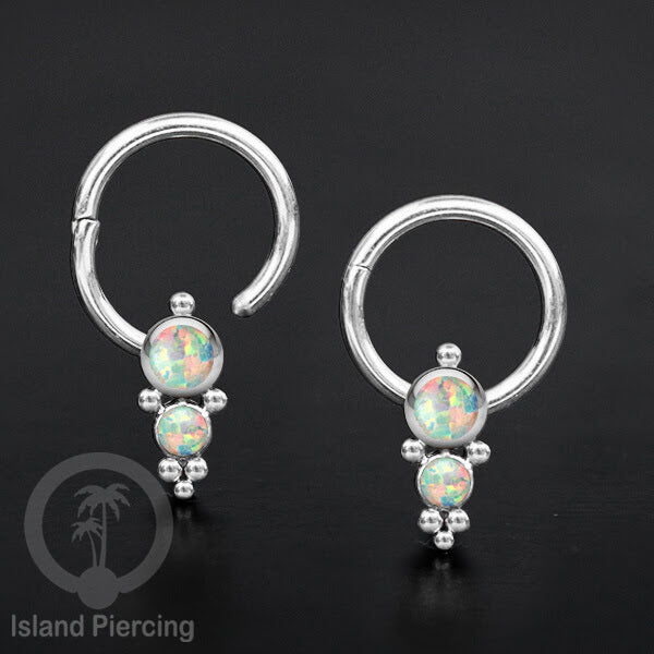 Hinged Segment Ring Bibir Stainless warna silver Tindik Lip Piercing dengan batu