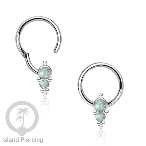 Hinged Segment Ring Bibir Stainless warna silver Tindik Lip Piercing dengan batu