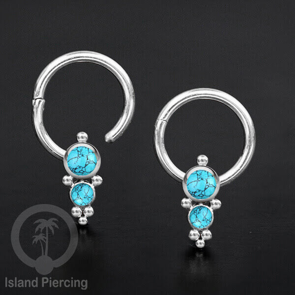 Hinged Segment Ring Bibir Stainless warna silver Tindik Lip Piercing dengan batu