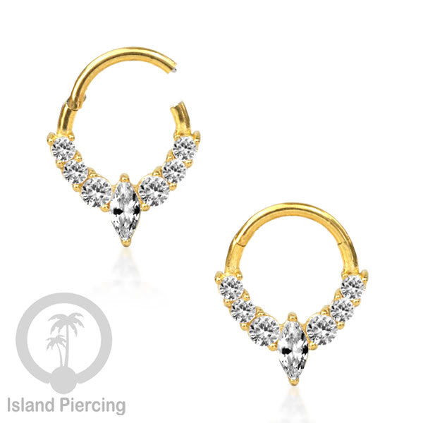 Hinged Segment Ring Anting Tindik Stainless Piercing Tragus, Helix, Septum Kristal Zirconia