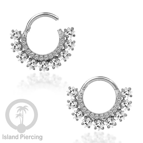 Hinged Segment Ring Anting Tindik Stainless Piercing Tragus, Helix, Septum Kristal Zirconia