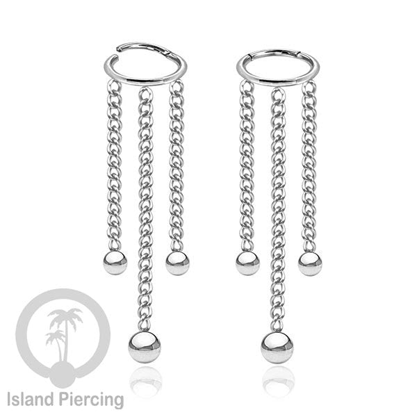 Hinged Segment Ring Body Jewelry Stainless dengan rantai Piercing Helix Conch warna silver