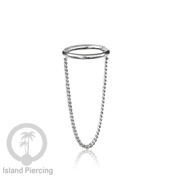 Hinged Segment Ring Stainless dengan rantai polos cocok Piercing Helix dan Conch warna Silver