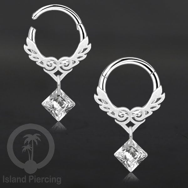 Hinged Segment Ring Anting Tindik Stainless warna silver Septum body Jewelry Zirconia