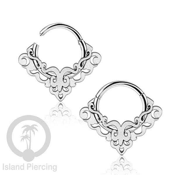 Anting Piercing Stainless Segment Ring yang unik body jewelry untuk Septum dan telinga warna silver