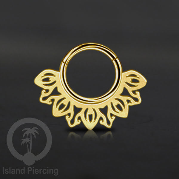 Piercing Stainless Hinged Segment Ring Septum Anting Tindik Telinga motif unik warna gold