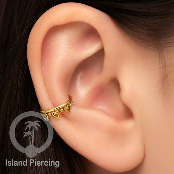 Perhiasan Stainless Conch Piercing Ring Conch Body Jewelry Segment Ring unik warna emas