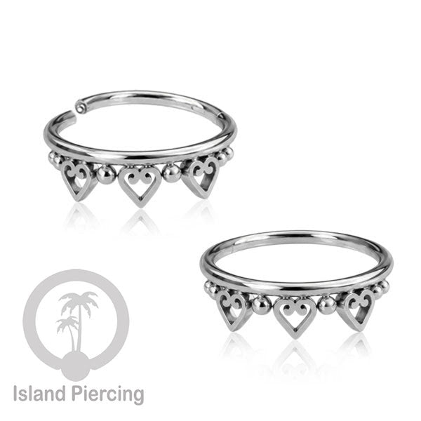 Perhiasan Stainless Conch Piercing Ring Conch Body Jewelry Segment Ring unik warna Silver