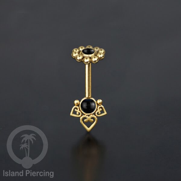 Tindik Anting Helix Stainless motif hati kecil warna gold dengan batu, Steel Helix piercing