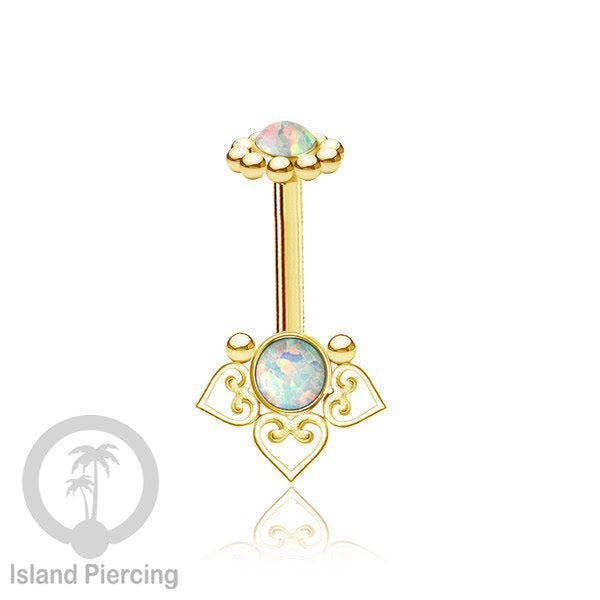 Tindik Anting Helix Stainless motif hati kecil warna gold dengan batu, Steel Helix piercing