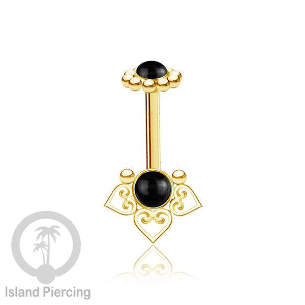 Tindik Anting Helix Stainless motif hati kecil warna gold dengan batu, Steel Helix piercing