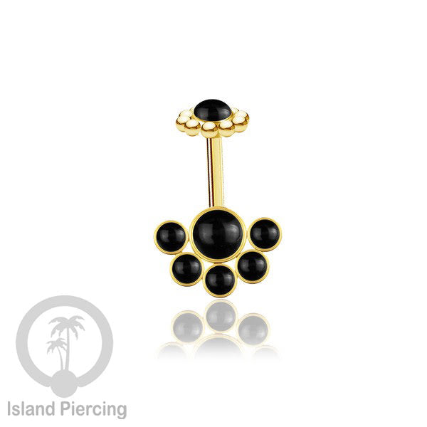Tindik Anting Helix Stainless warna gold dengan 6 batu, Opal biru, Opal putih, Onyx atau Turquoise