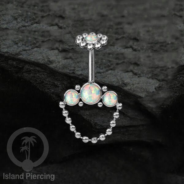 Tindik Anting Helix Stainless warna silver dengan rantai dan 3 batu Helix Piercing jewelry