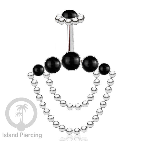 Anting Tindik Stainless warna silver, Piercing Helix dengan rantai dan batu