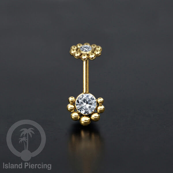 Tindik helix Stainless warna gold, desain terbaru, Body Piercing helix dengan kristal