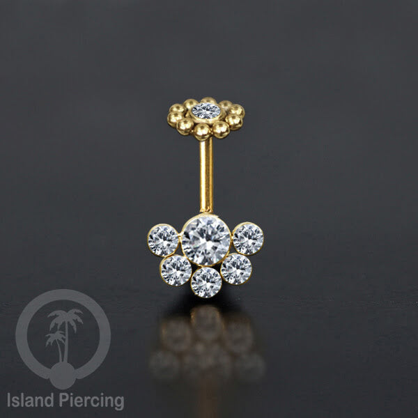 Tindik helix Stainless warna gold, desain terbaru, Body Piercing helix dengan kristal