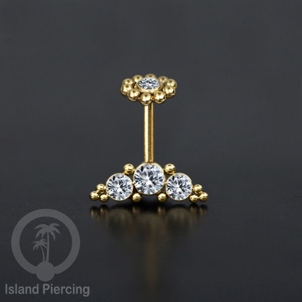 Tindik helix Stainless warna gold, desain terbaru, Body Piercing helix dengan kristal