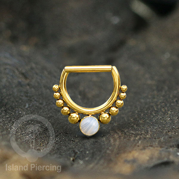Hinged Septum Piercing clicker stainless steel tragus warna gold mix stones