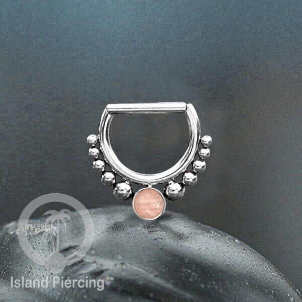 Hinged Septum Piercing clicker Stainless steel Tragus Batu semi murni
