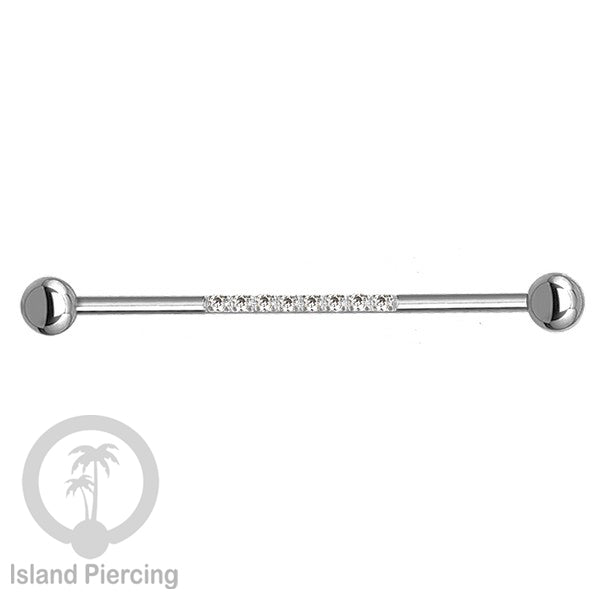 Anting Industrial Piercing stainless istemewa warna Silver dengan Kristal Zirconia