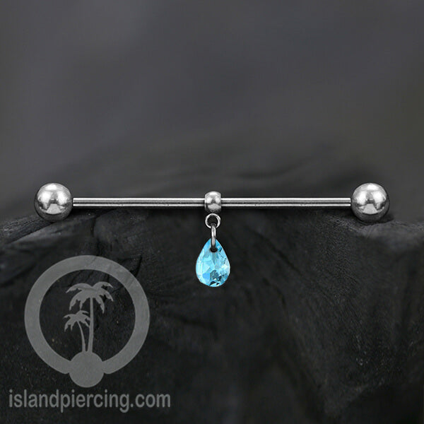 Anting Industrial Piercing stainless warna Silver dengan Kristal Zirconia pilihan warna
