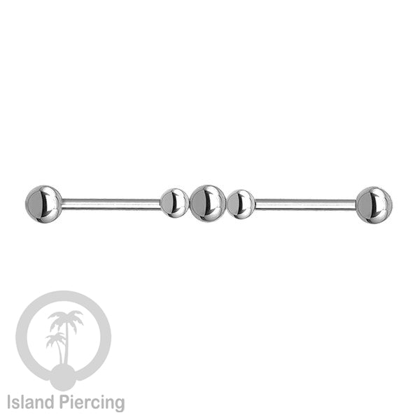 Anting Industrial Piercing stainless warna silver dengan banyak variasi asik