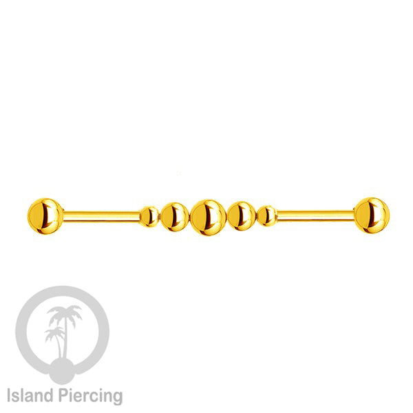 Anting Industrial Piercing stainless warna gold dengan banyak variasi asik