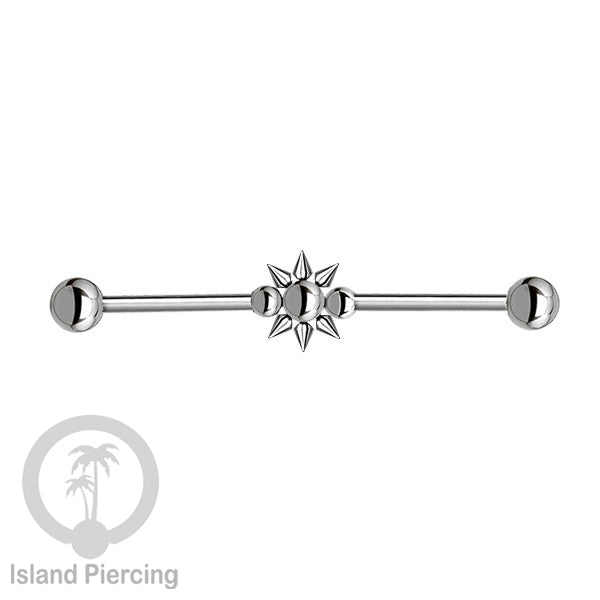 Anting Industrial Piercing stainless warna silver dengan banyak variasi asik