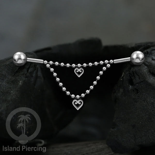 Anting Industrial Piercing stainless warna silver buat dari Rantai yang nyaman