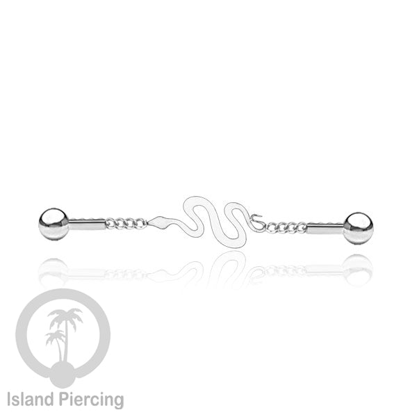 Anting Industrial Piercing Stainless rantai warna silver dengan 6 pilihan desain
