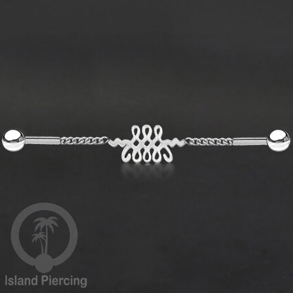 Anting Industrial Piercing Stainless rantai warna silver dengan 6 pilihan desain