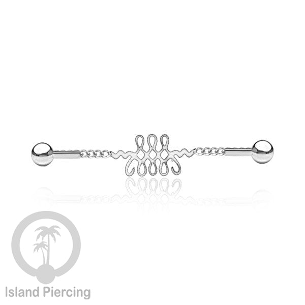 Anting Industrial Piercing Stainless rantai warna silver dengan 6 pilihan desain