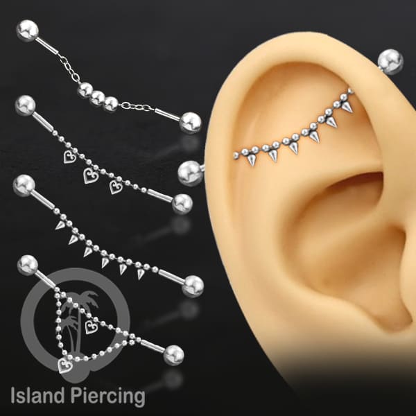 Anting Industrial Piercing stainless warna silver buat dari Rantai yang nyaman