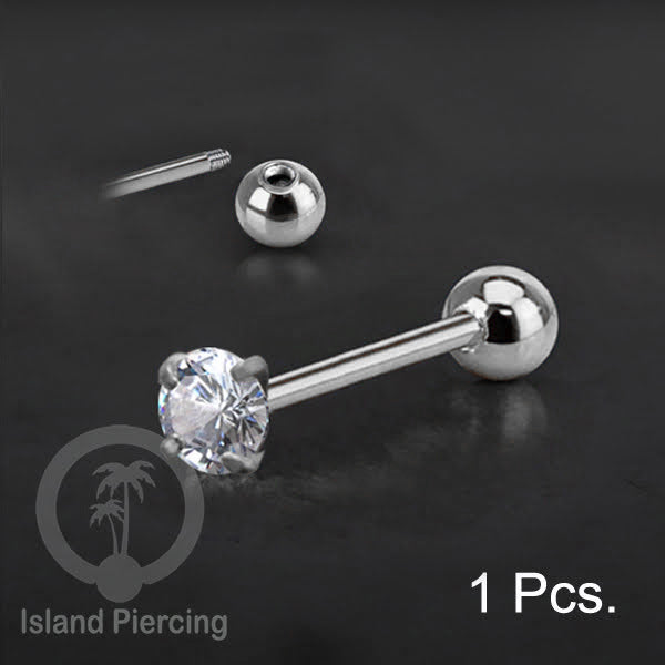 Labret bola dengan kristal stainless steel warna silver helix tragus piercing