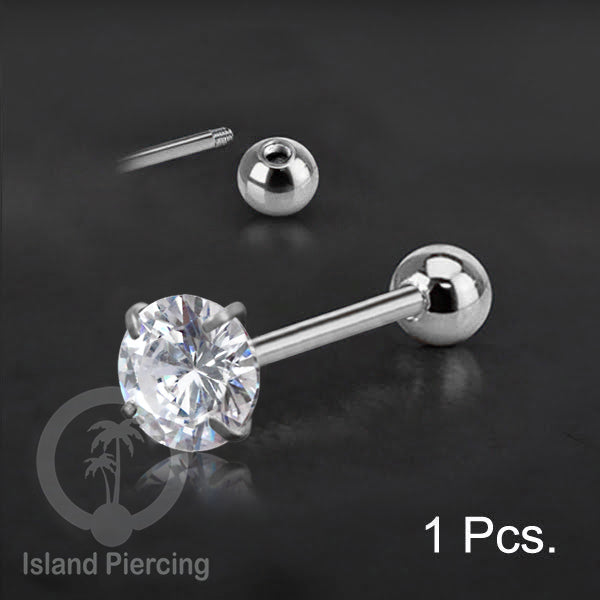 Labret bola dengan kristal stainless steel warna silver helix tragus piercing