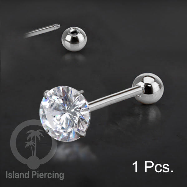 Labret bola dengan kristal stainless steel warna silver helix tragus piercing