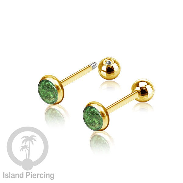Labret bola stainless steel warna gold dengan warna resin/epoxy cocok tindik telinga helix tragus piercing