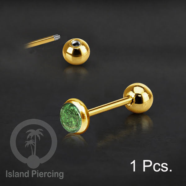 Labret bola stainless steel warna gold dengan warna resin/epoxy cocok tindik telinga helix tragus piercing