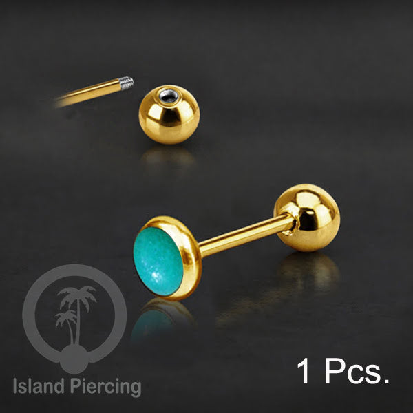 Labret bola stainless steel warna gold dengan warna resin/epoxy cocok tindik telinga helix tragus piercing