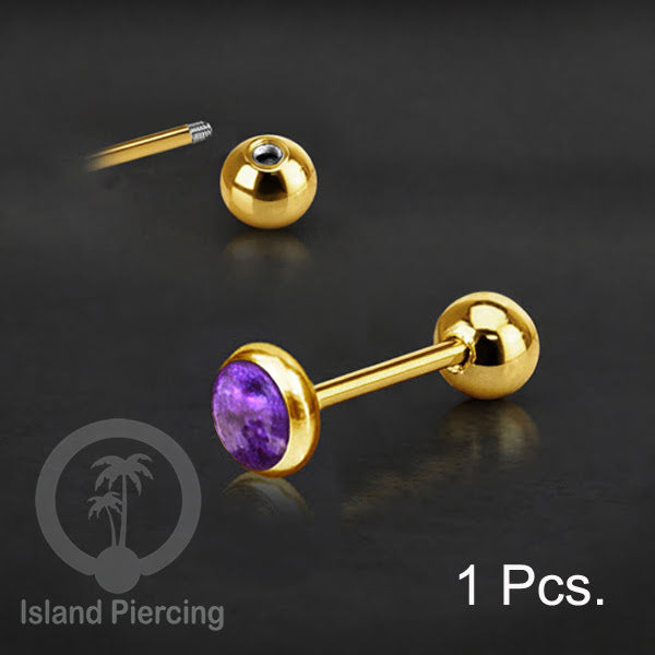 Labret bola stainless steel warna gold dengan warna resin/epoxy cocok tindik telinga helix tragus piercing