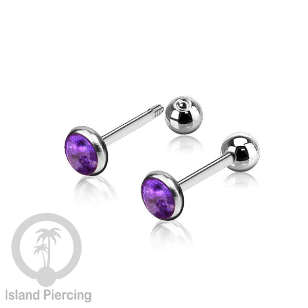 Labret bola stainless steel warna gold dengan warna resin/epoxy cocok tindik telinga helix tragus piercing