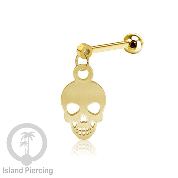 Ball Labret Body Piercing warna gold Tindik anting dengan charm Halloween jewelry, anting tengkorak, peti etc