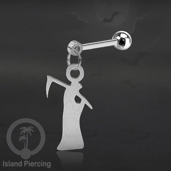 Ball Labret Body Piercing Stainless warna silver Tindik anting dengan charm Halloween jewelry, anting tengkorak, peti
