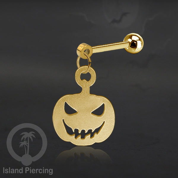 Ball Labret Body Piercing warna gold Tindik anting dengan charm Halloween jewelry, anting tengkorak, peti etc