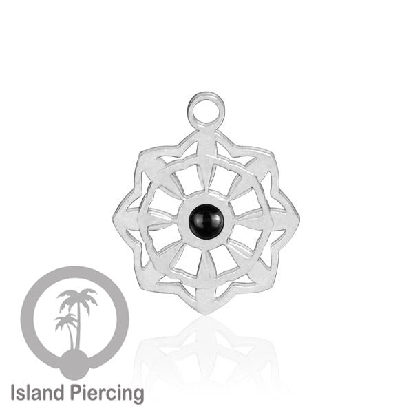Liontin perhiasan tindik stainless warna silver, Body Jewelry charm, dengan kristal dan epoxy.