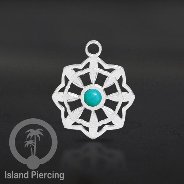 Liontin perhiasan tindik stainless warna silver, Body Jewelry charm, dengan kristal dan epoxy.