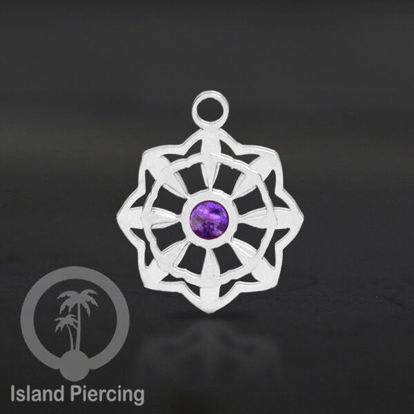 Liontin perhiasan tindik stainless warna silver, Body Jewelry charm, dengan kristal dan epoxy.