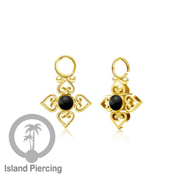 Piercing Charm yang Liotin Stainless manis warna gold dekorasi hati kecil dan batu berwarna