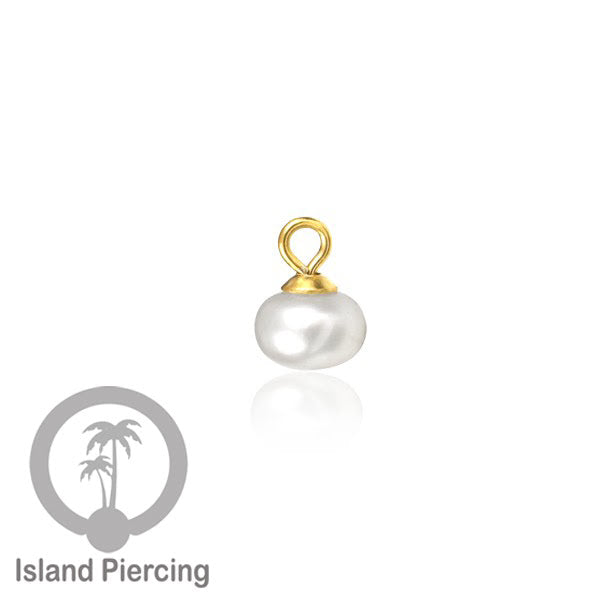 Body Jewelry Charm stainless liontin mutiara putih asli dengan gantungan warna gold dan silver